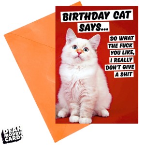 Поздравителна картичка "Котката рожденичка казва..."